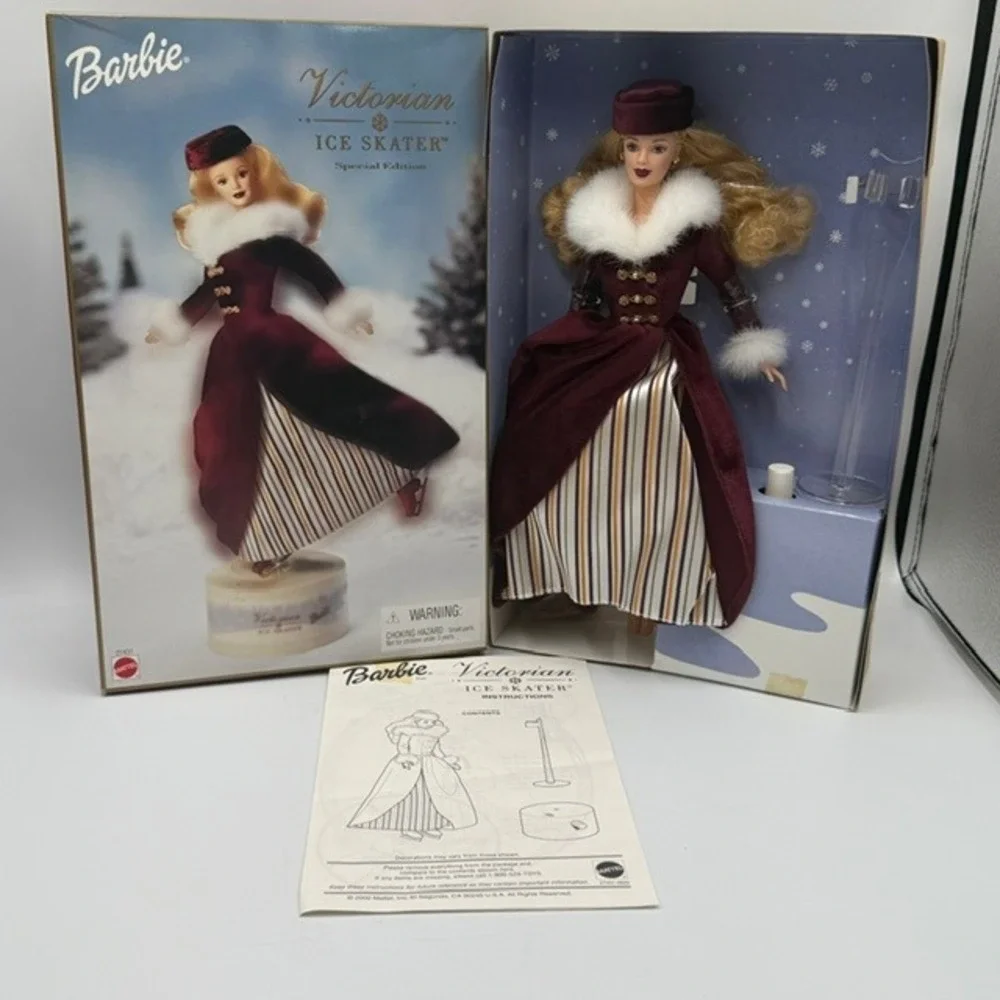 Mattel Barbie Victorian Ice Skater Special Edition Musical Doll 27431 Burgundy